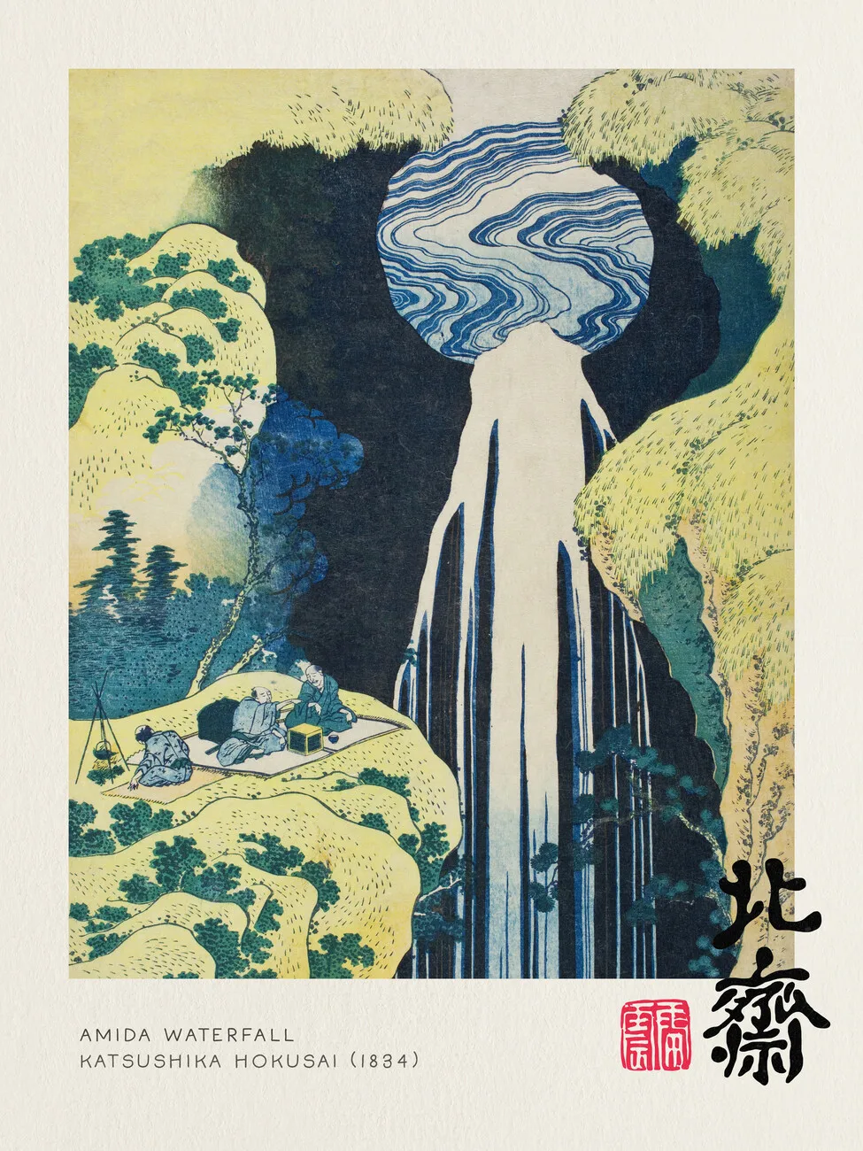 Plakat Wielka fala Hokusai Niebieski