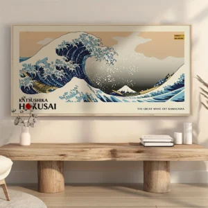 Wielka Fala Hokusai - plakat panoramiczny Biały