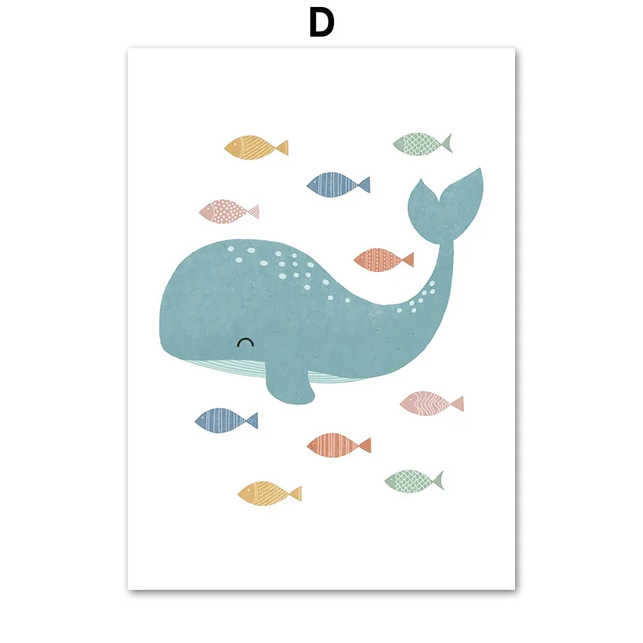 Plakat morski dla dzieci - wieloryb i ocean Wzór 5