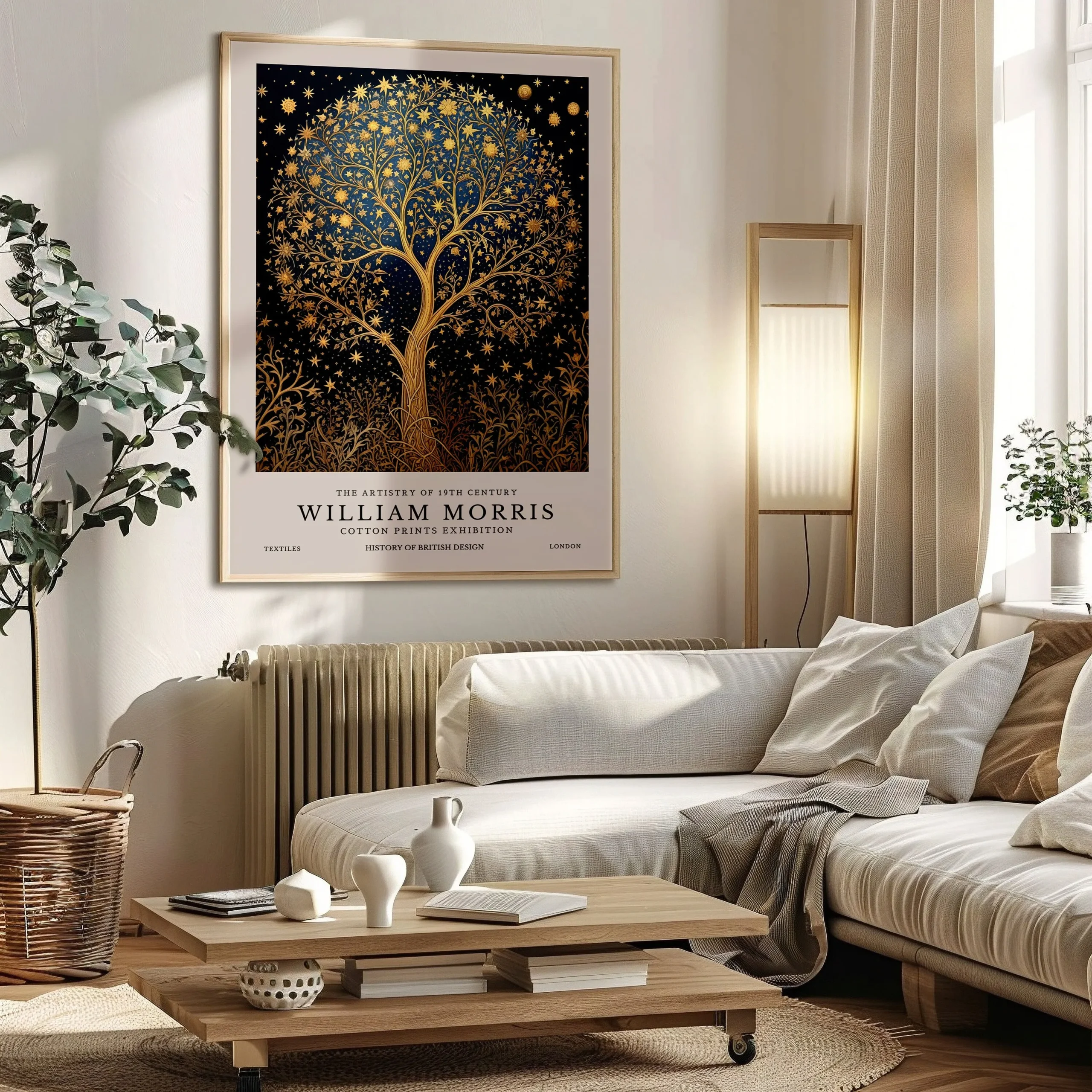 William Morris Księżyc i gwiazdy - plakat retro Fioletowy