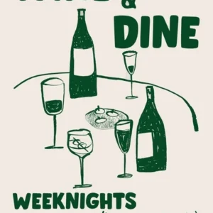 Plakat wino Cheers do kuchni Jasnoszary