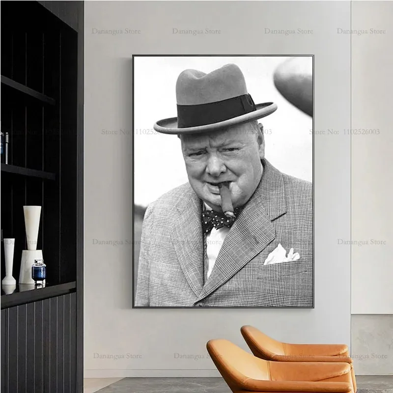 Plakat Winston Churchill czarno-biały Wzór 1