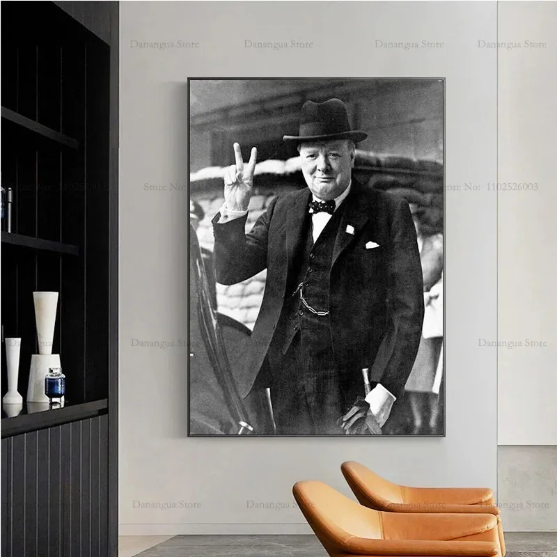 Plakat Winston Churchill czarno-biały Wzór 5