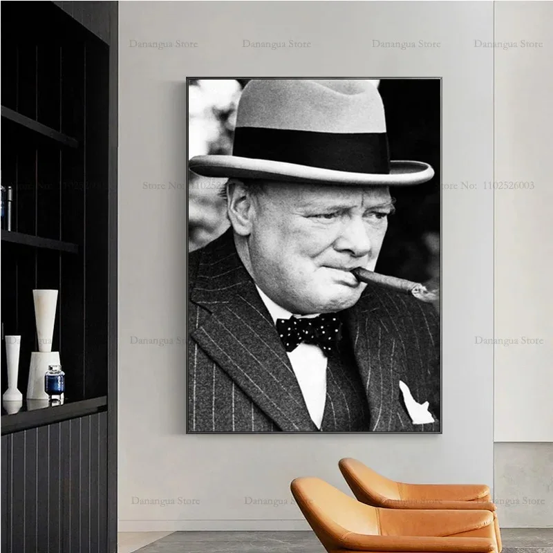 Plakat Winston Churchill czarno-biały Wzór 6