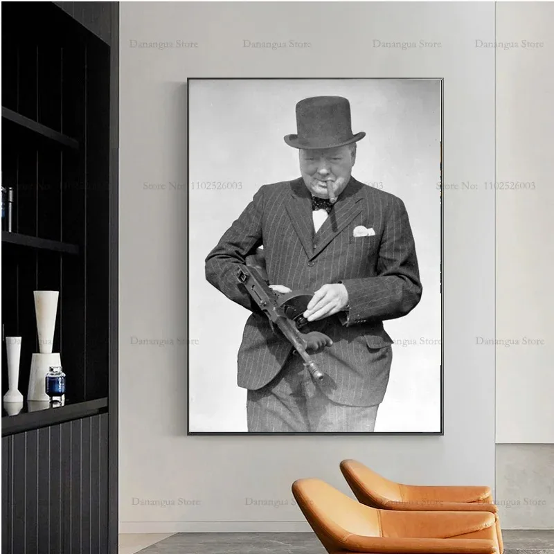 Plakat Winston Churchill czarno-biały Wzór 7