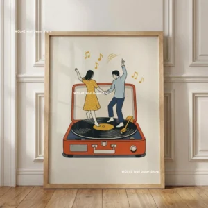 Plakat retro winylowa płyta gramofonowa Khaki