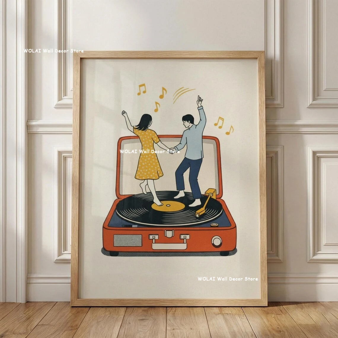 Plakat retro winylowa płyta gramofonowa Khaki
