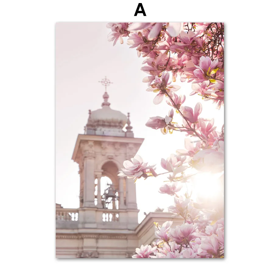 Plakat wiosenne kwiaty - róża, piwonia i sakura Biały