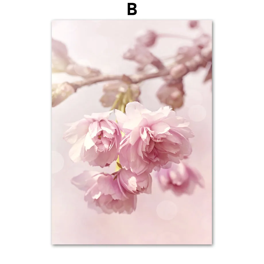 Plakat wiosenne kwiaty - róża, piwonia i sakura żółty