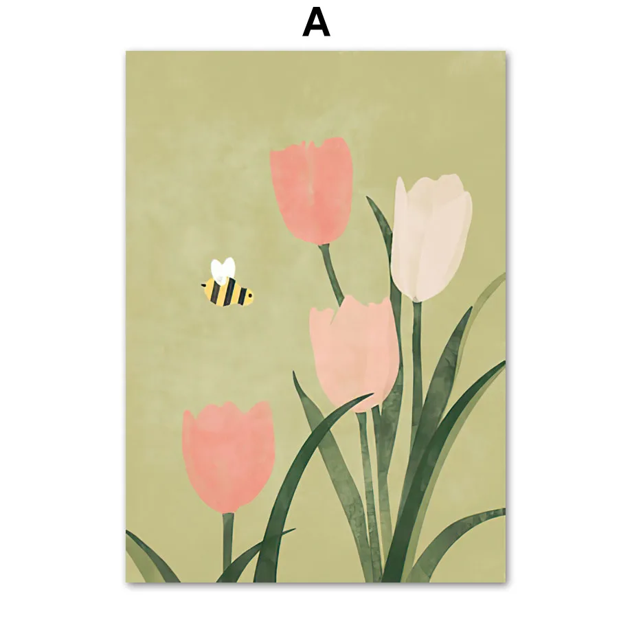 Plakat wiosenny pastelowy minimalizm Biały