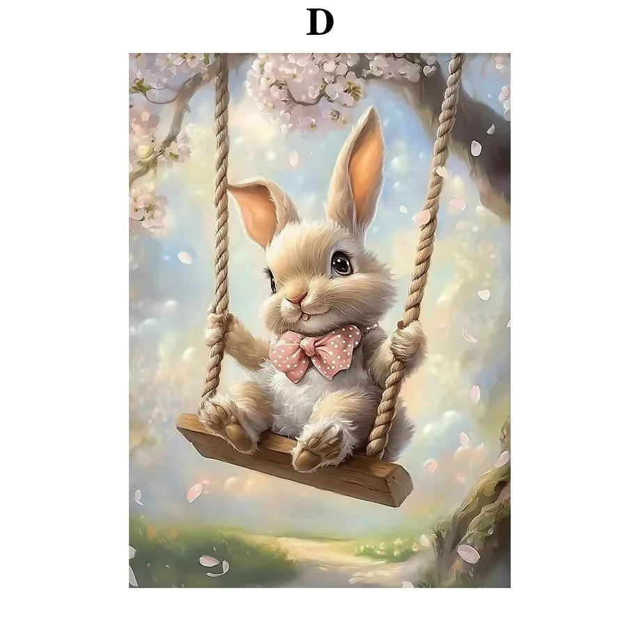 Wiosenny plakat wielkanocny z króliczkiem Fioletowy
