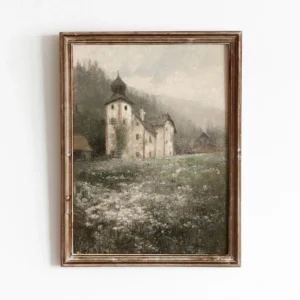 Europejska wioska w stylu vintage żółty
