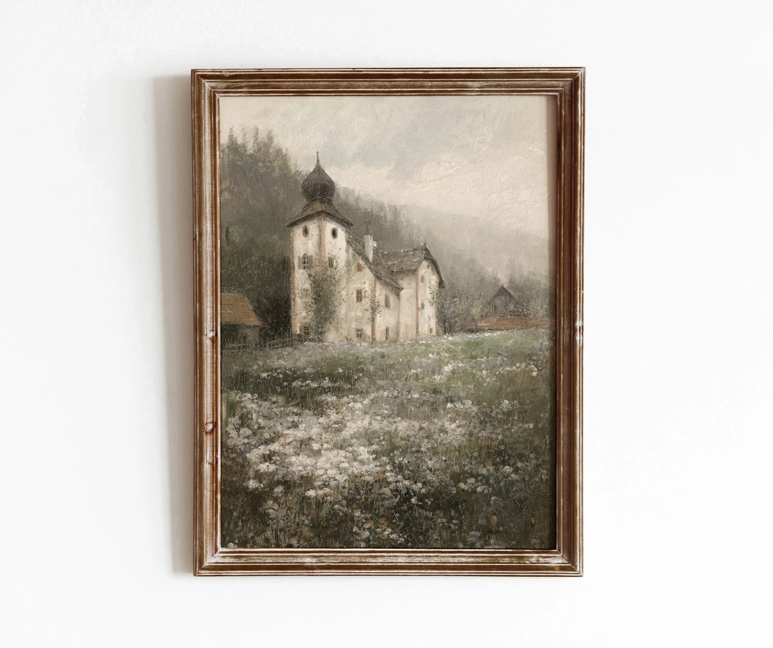 Europejska wioska w stylu vintage żółty