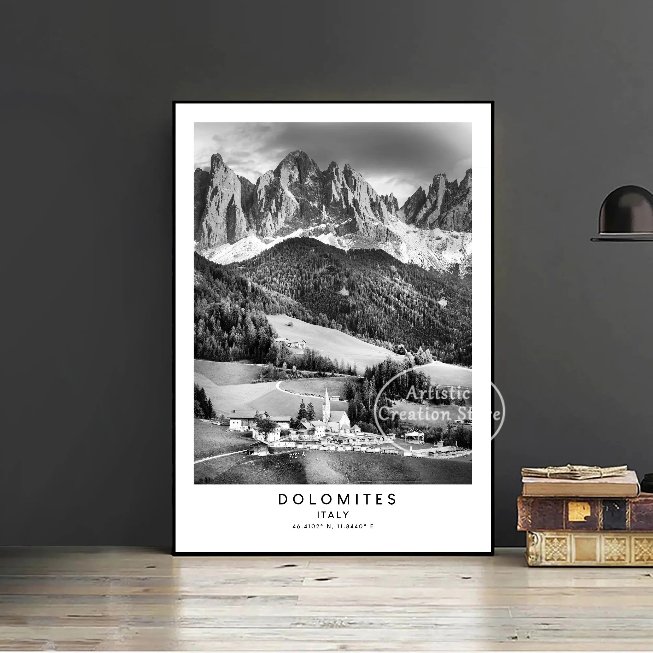 Plakat Włochy – czarno-biała podróż retro Wzór 11