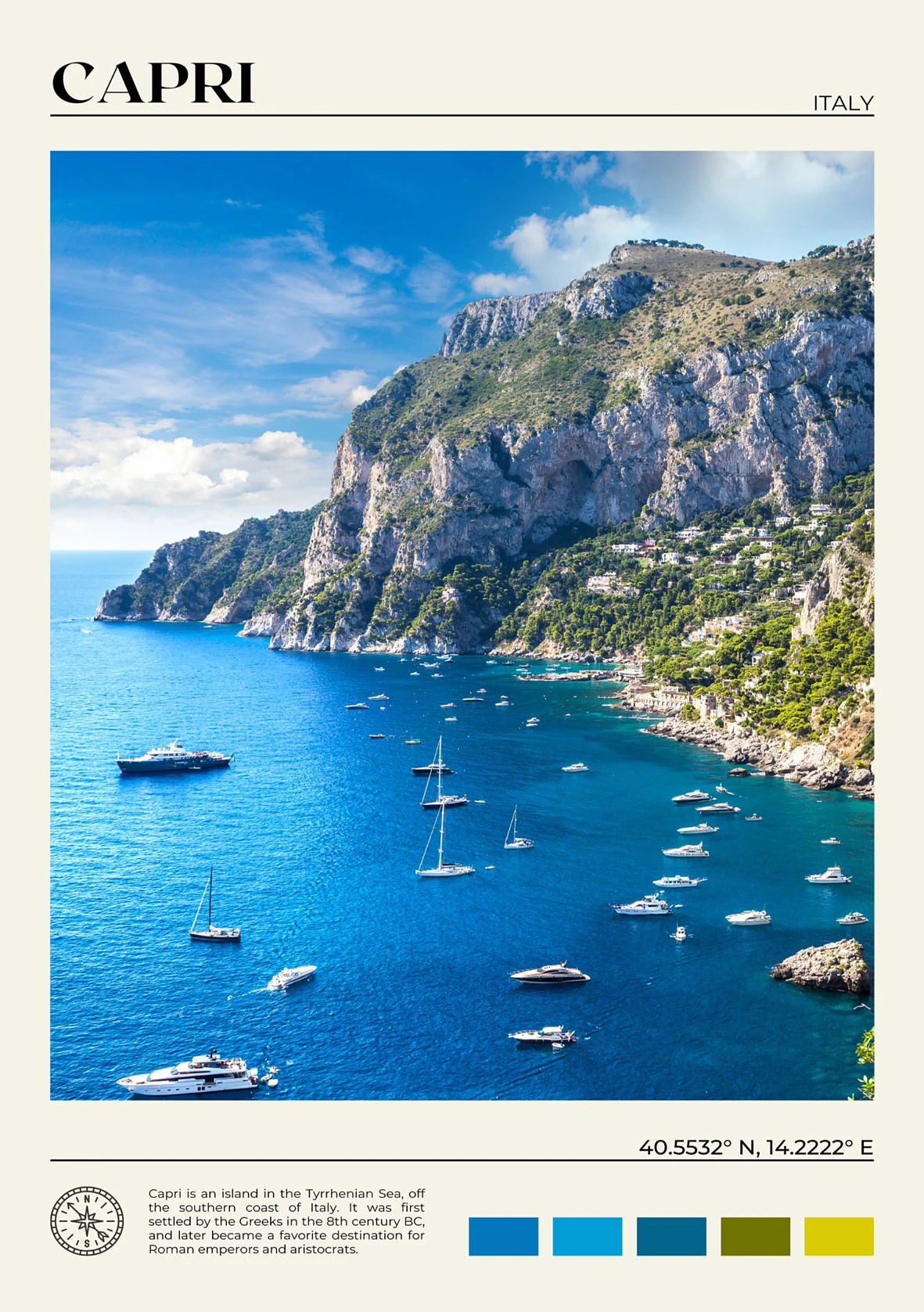 Plakat Włochy - sceneria Como, Sycylii i Portofino Fioletowy