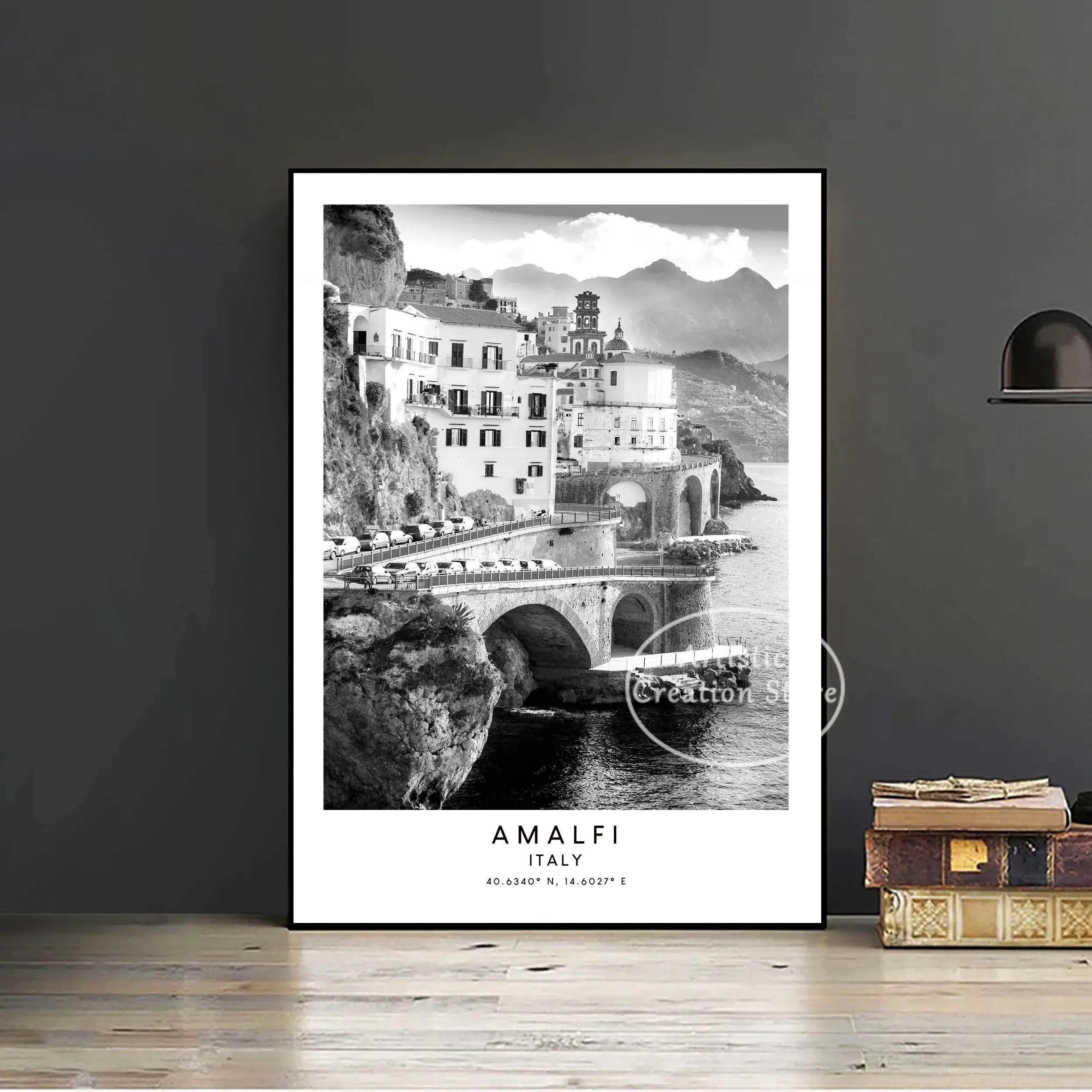 Plakat Włochy retro czarno-biały Wzór 7