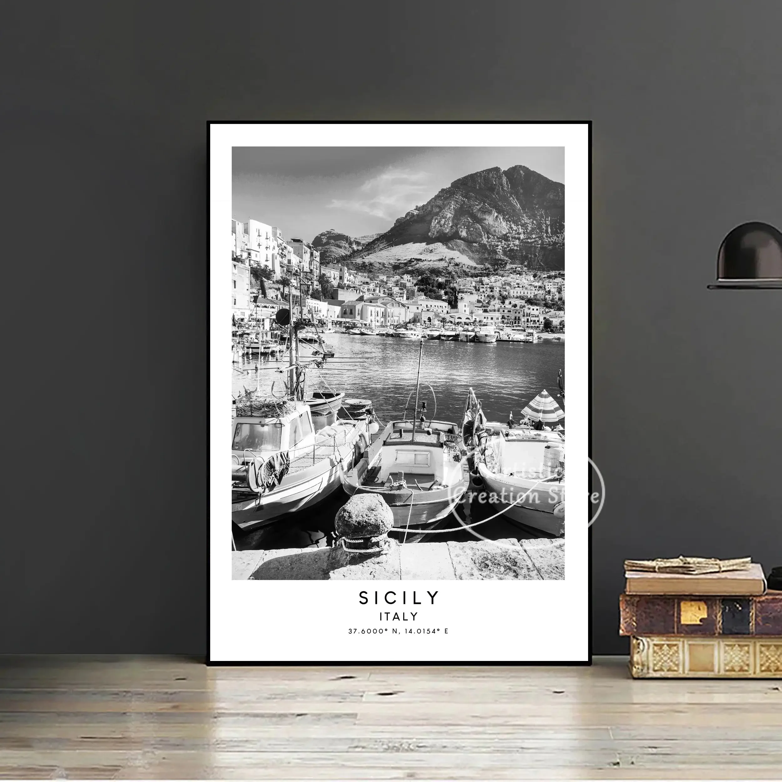 Plakat Włochy retro czarno-biały Wzór 9