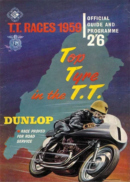 Plakat z wyścigiem motocyklowym TT w stylu vintage Błękitny