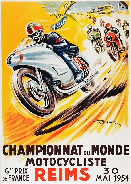 Plakat z wyścigiem motocyklowym TT w stylu vintage Jasnożółty