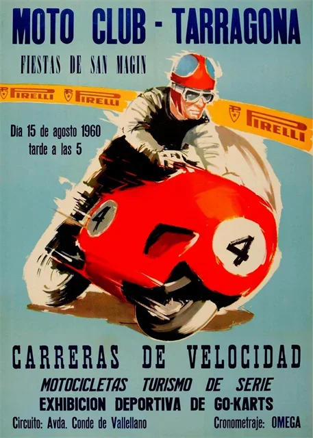 Plakat z wyścigiem motocyklowym TT w stylu vintage Wielo