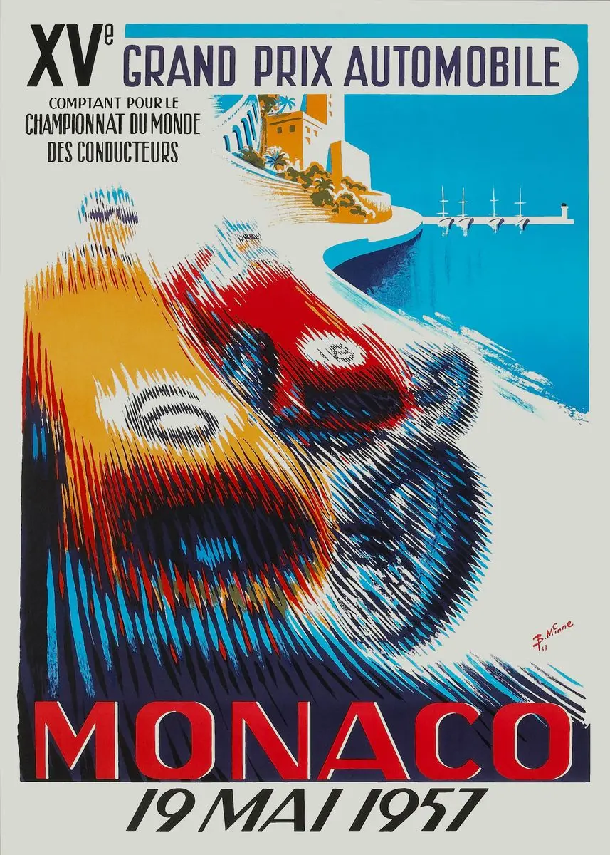 Plakat wyścigowy Monaco Grand Prix w stylu retro Fioletowy