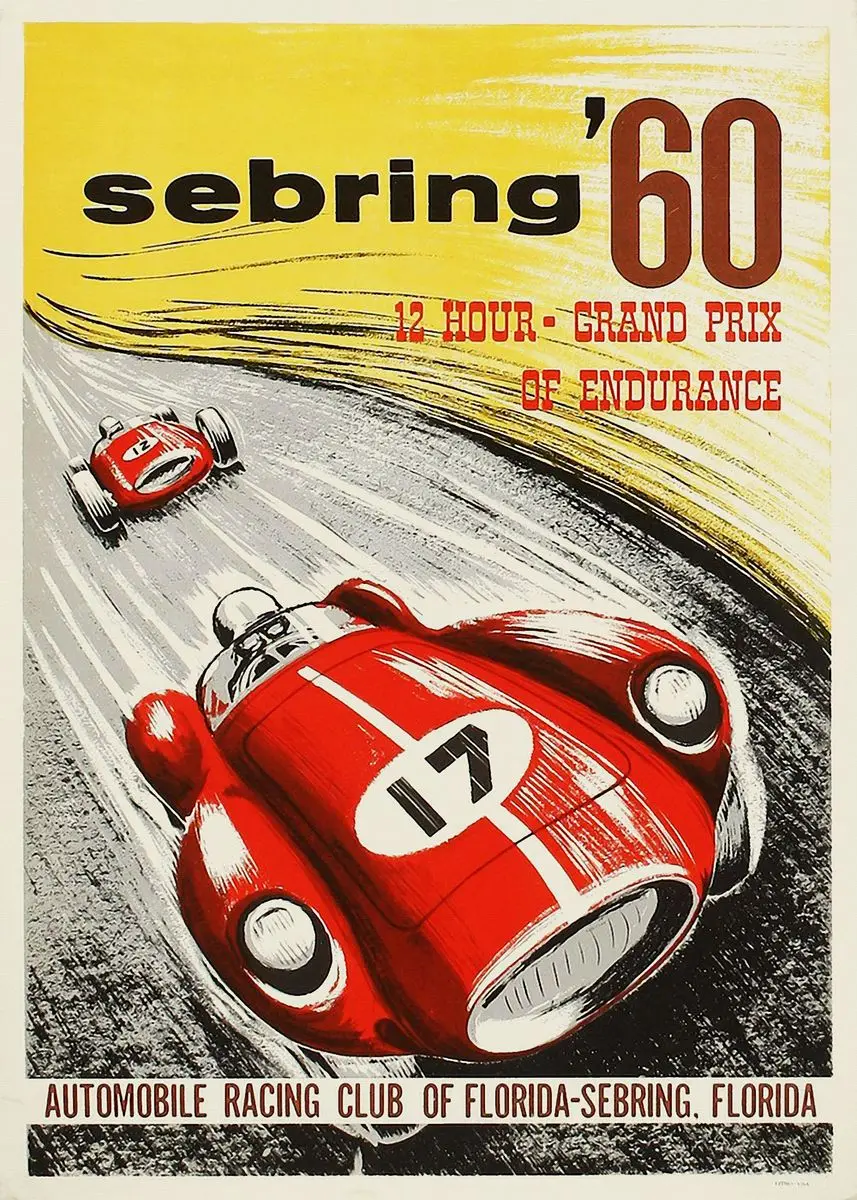 Plakat wyścigowy Monaco Grand Prix w stylu retro Khaki