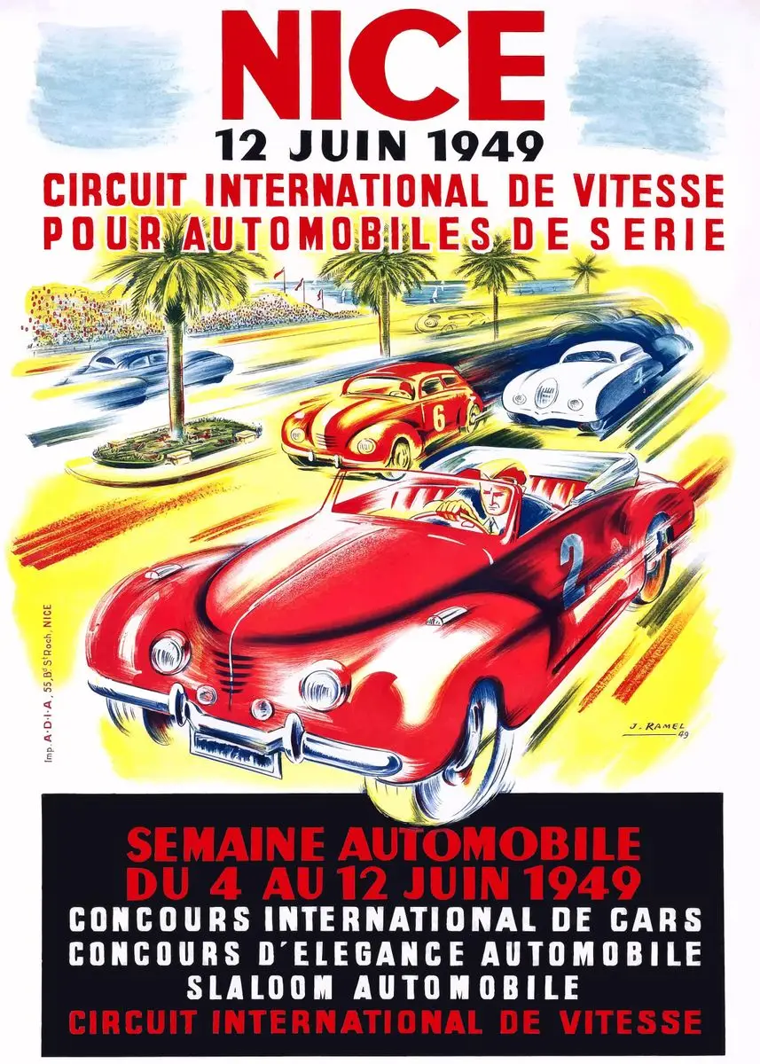Plakat wyścigowy Monaco Grand Prix w stylu retro żółty