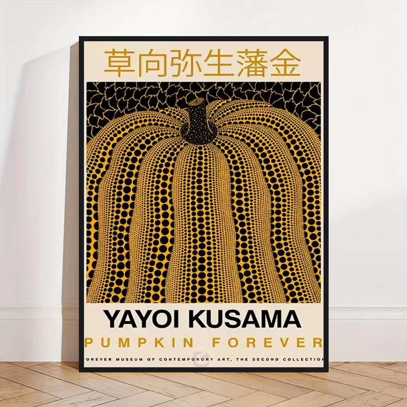 Yayoi Kusama - abstrakcyjny plakat z dynią Jasnoszary