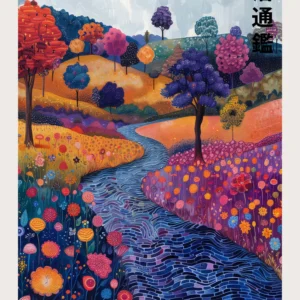 Plakat Yayoi Kusama góry i rzeki Wzór 1