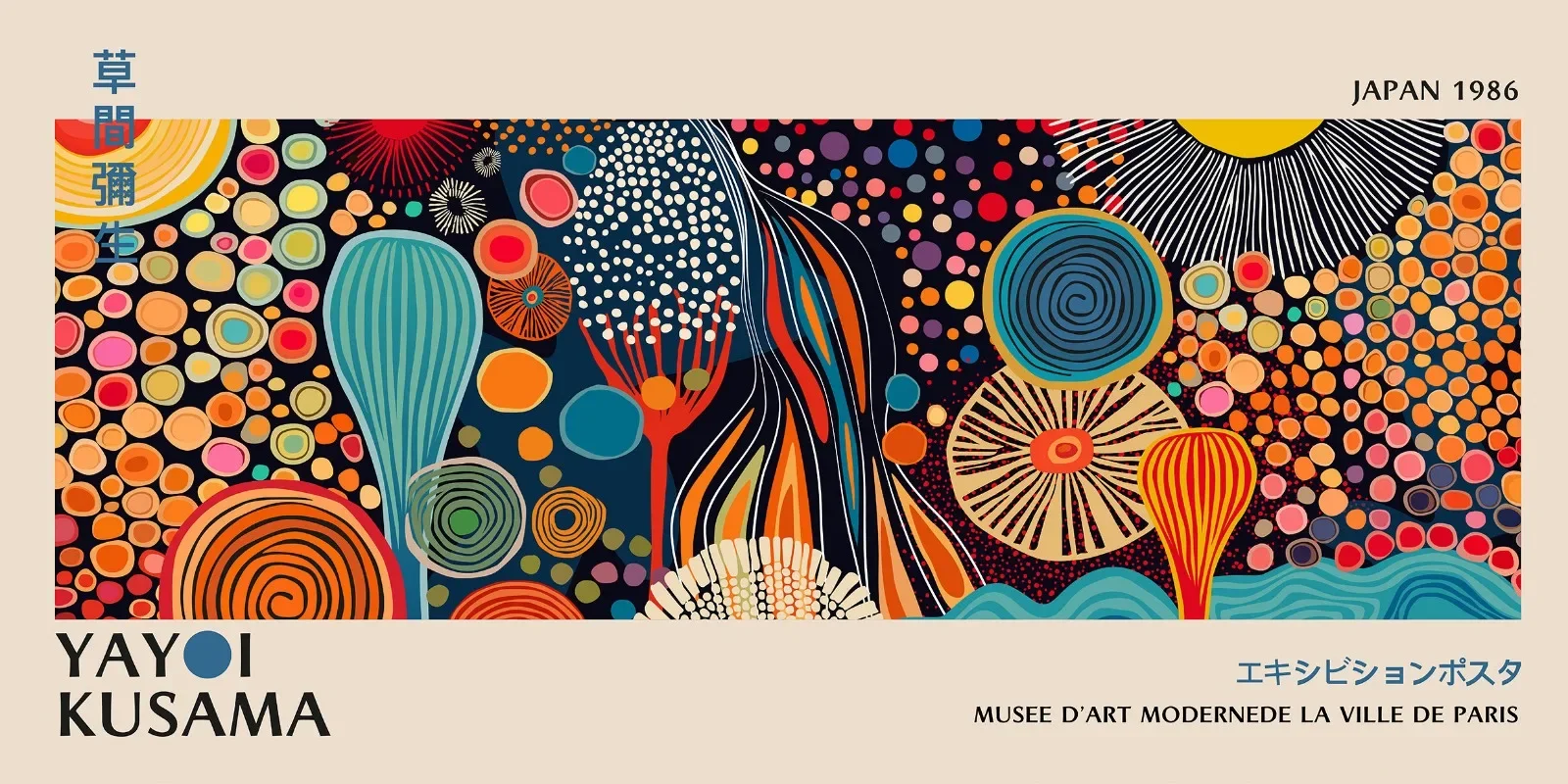 Plakat Yayoi Kusama - kwiaty Wzór 3