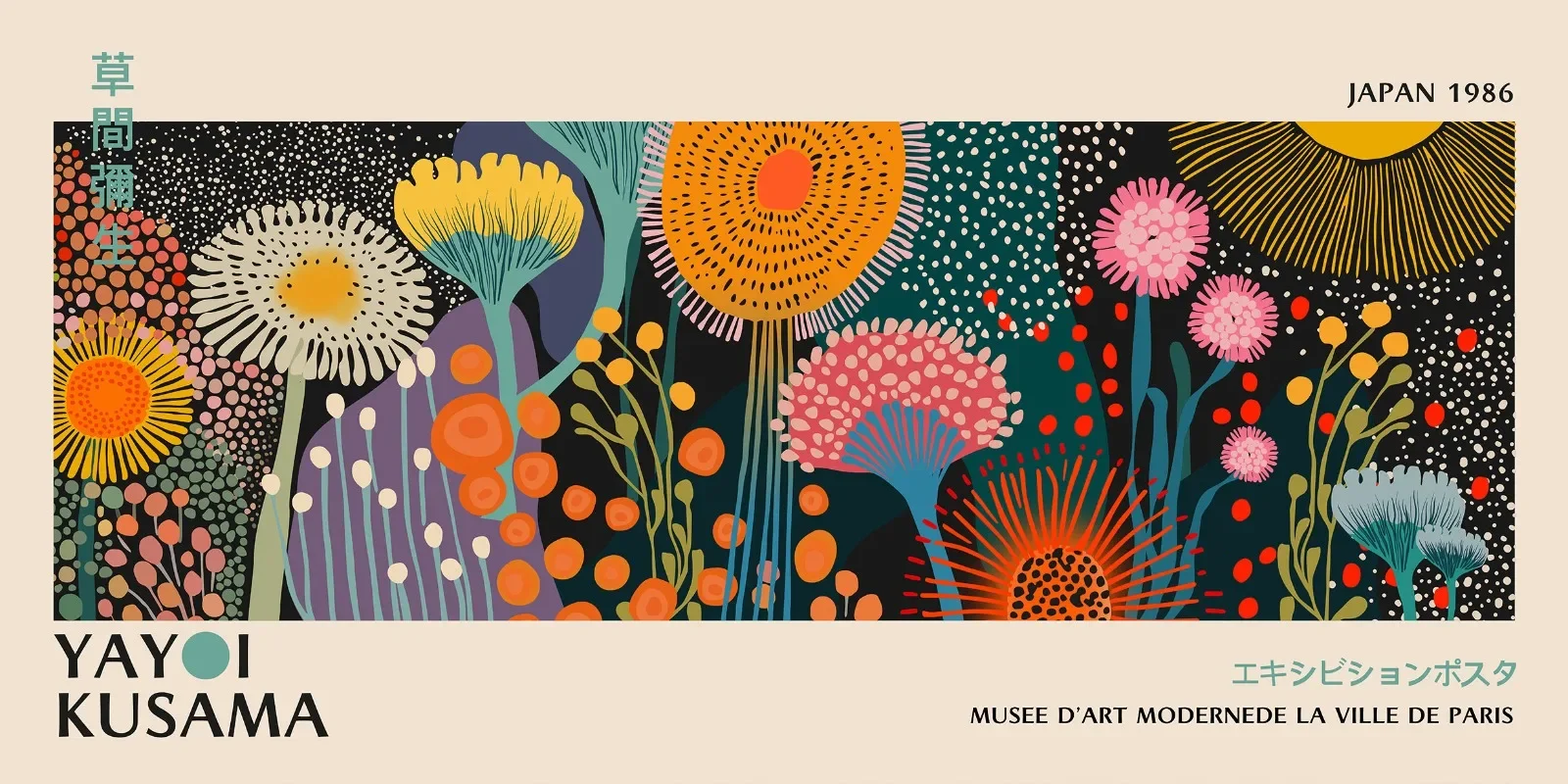 Plakat Yayoi Kusama - kwiaty Wzór 4