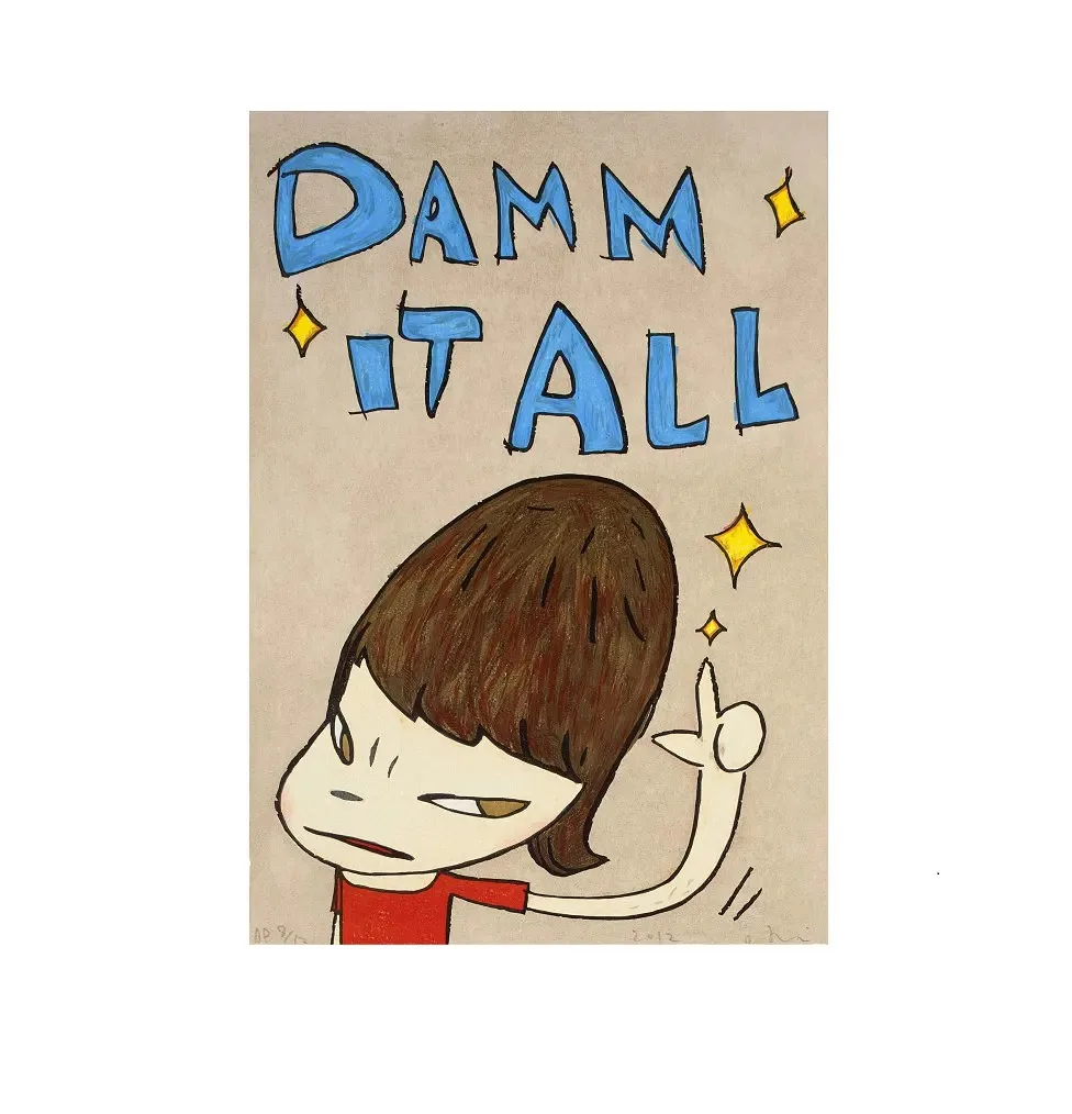 Plakat Yoshitomo Nara z postacią lalki Jasnoszary