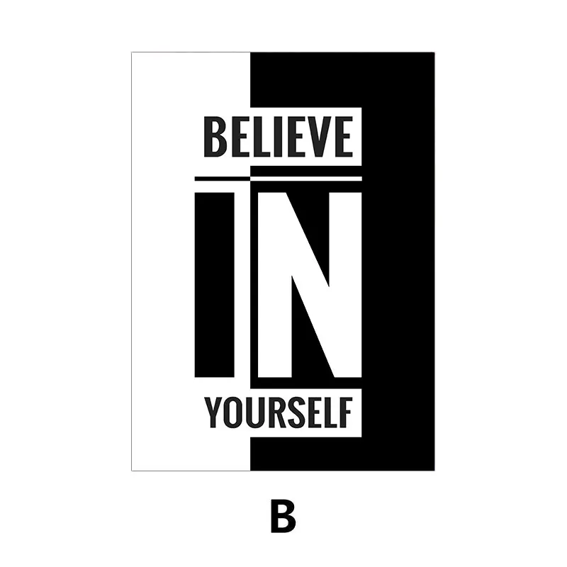 Plakat z inspirującym cytatem - czarno-biała typografia Wzór 4
