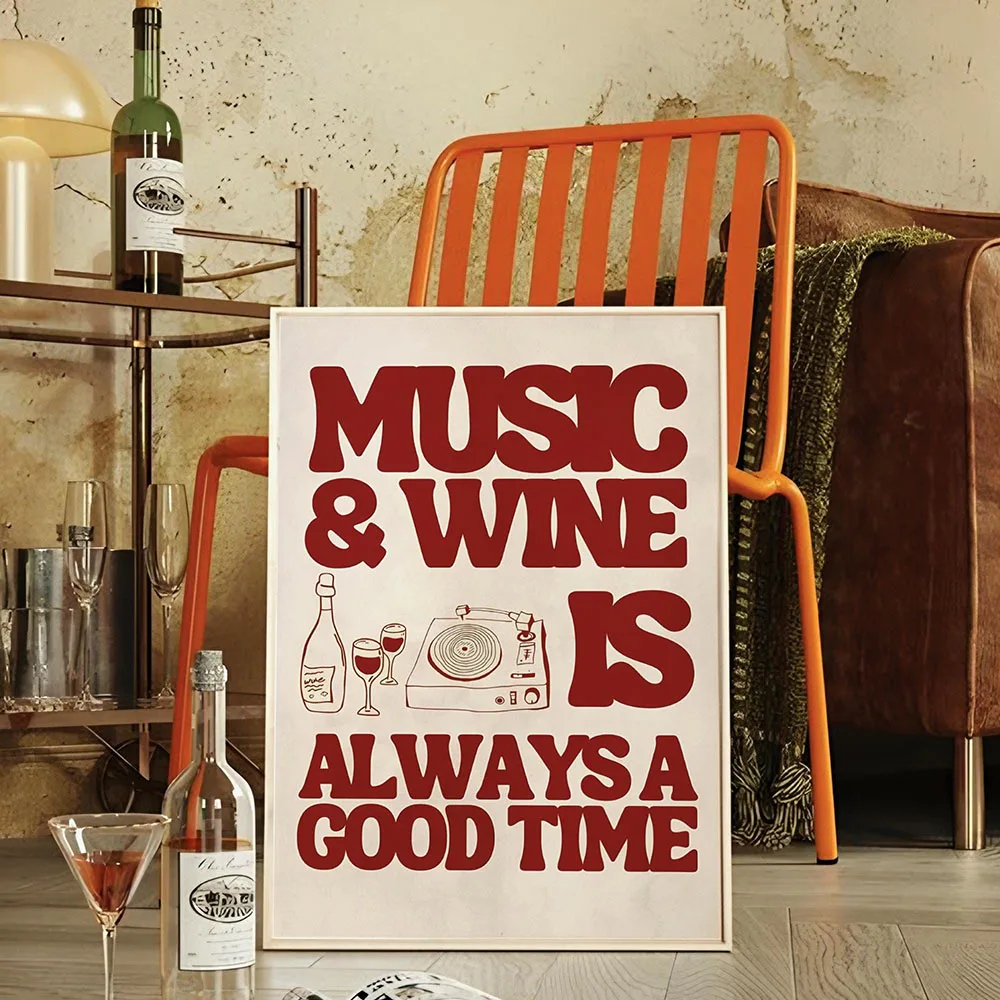 Plakat z cytatem o muzyce w stylu retro Wzór 1