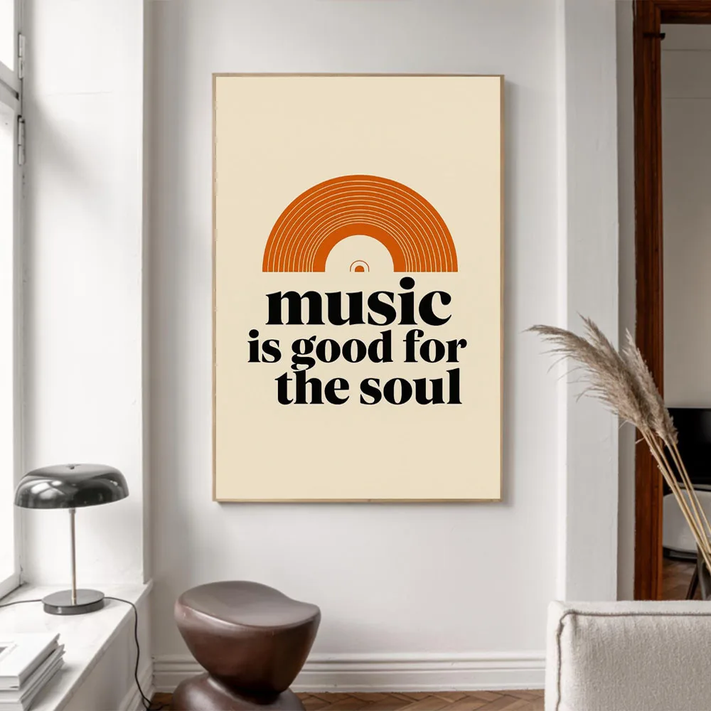 Plakat z cytatem o muzyce w stylu retro Wzór 2