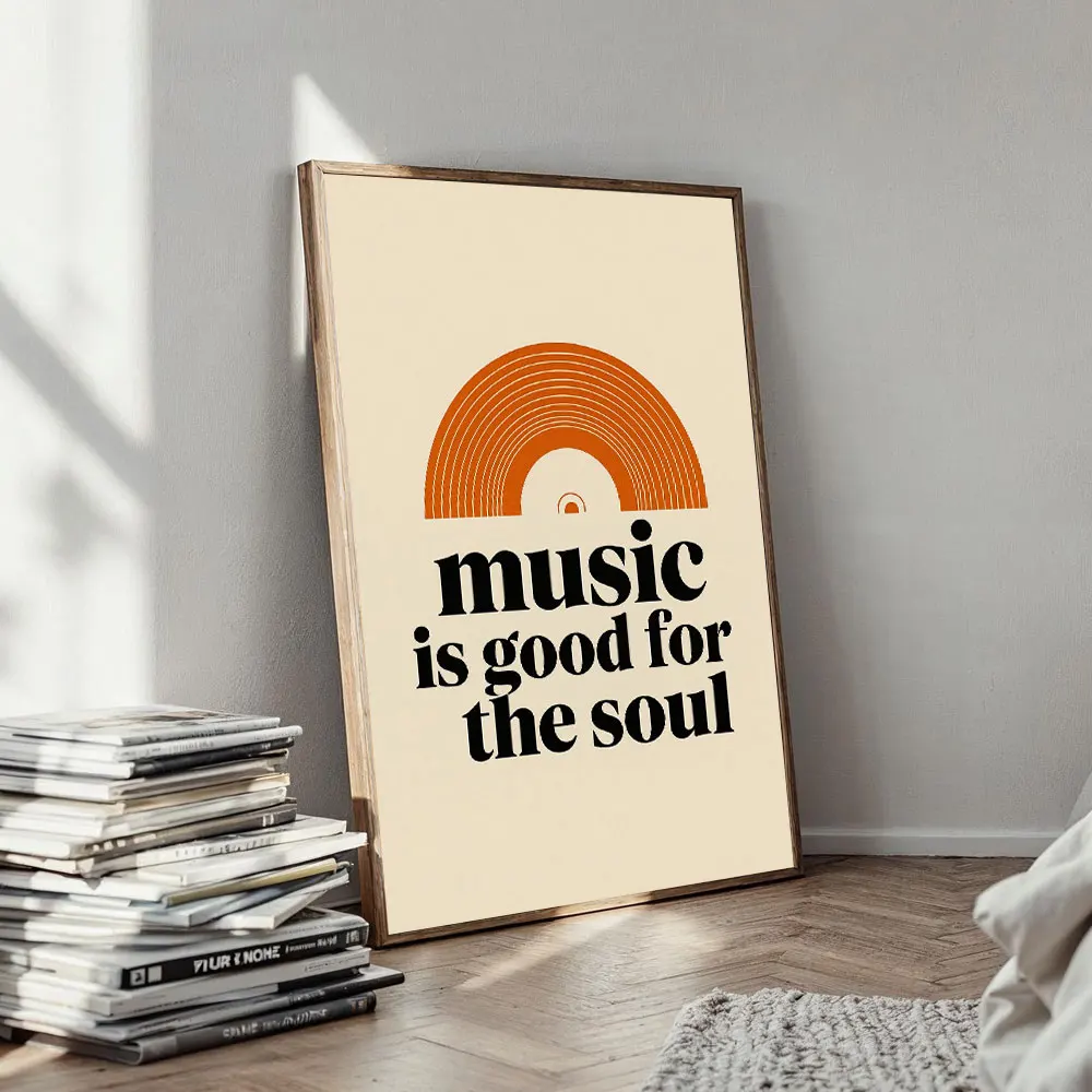 Plakat z cytatem o muzyce w stylu retro Wzór 4
