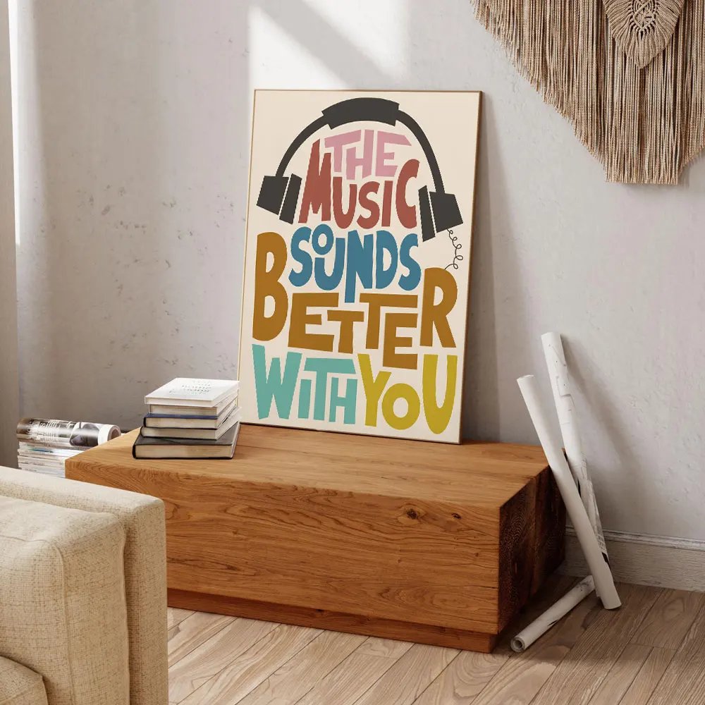 Plakat z cytatem o muzyce w stylu retro Wzór 5