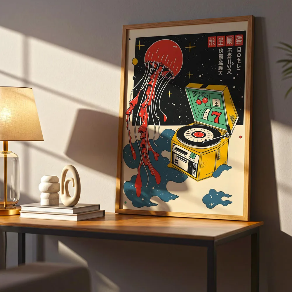 Plakat z cytatem o muzyce w stylu retro Wzór 7