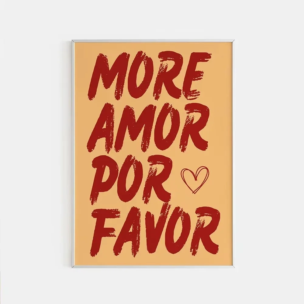 Plakat maksymalistyczny z napisem More Amor Por Favor Czarny
