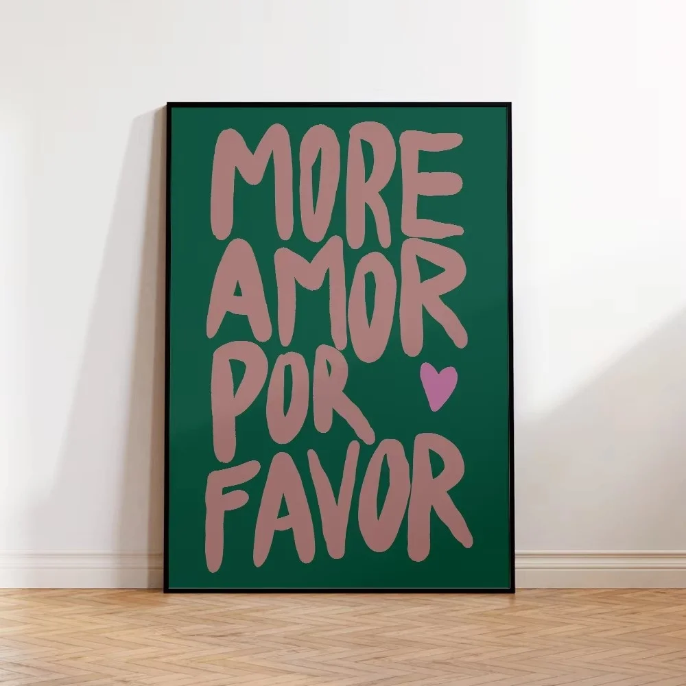 Plakat maksymalistyczny z napisem More Amor Por Favor Jasnoszary