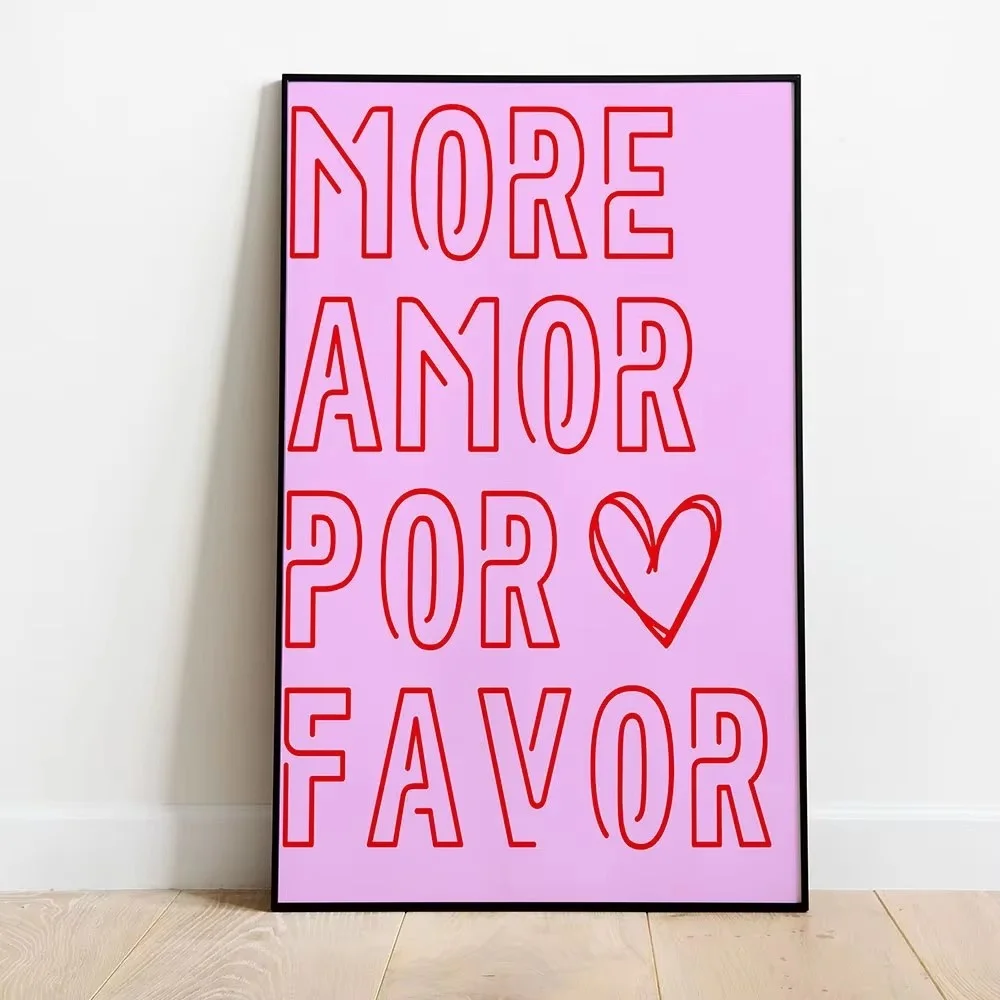 Plakat maksymalistyczny z napisem More Amor Por Favor Zielony