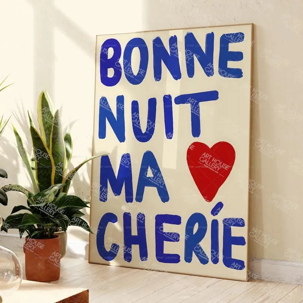 Plakat Bonne Nuit Ma Cherie - romantyczny napis Wzór 2