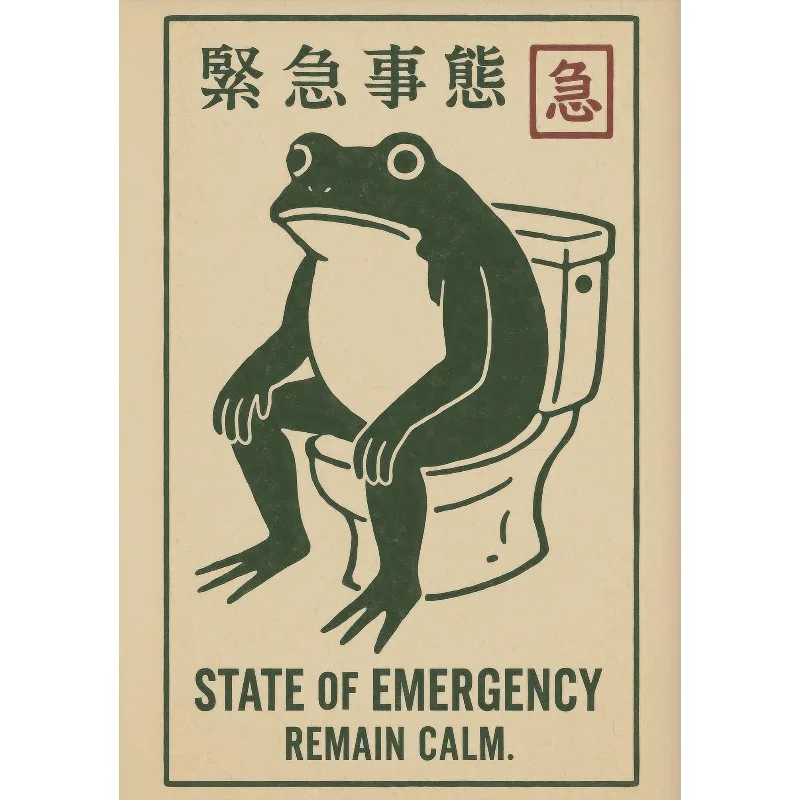 Plakat żaba w wannie - japoński styl woodblock Biały