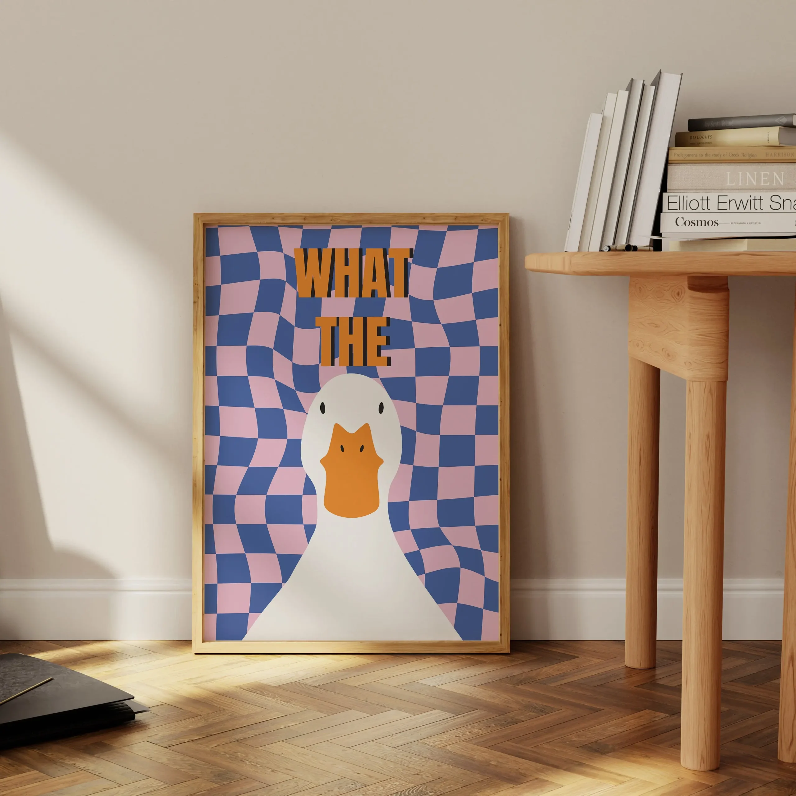 Zabawny plakat z kaczką What the Duck Wzór 1