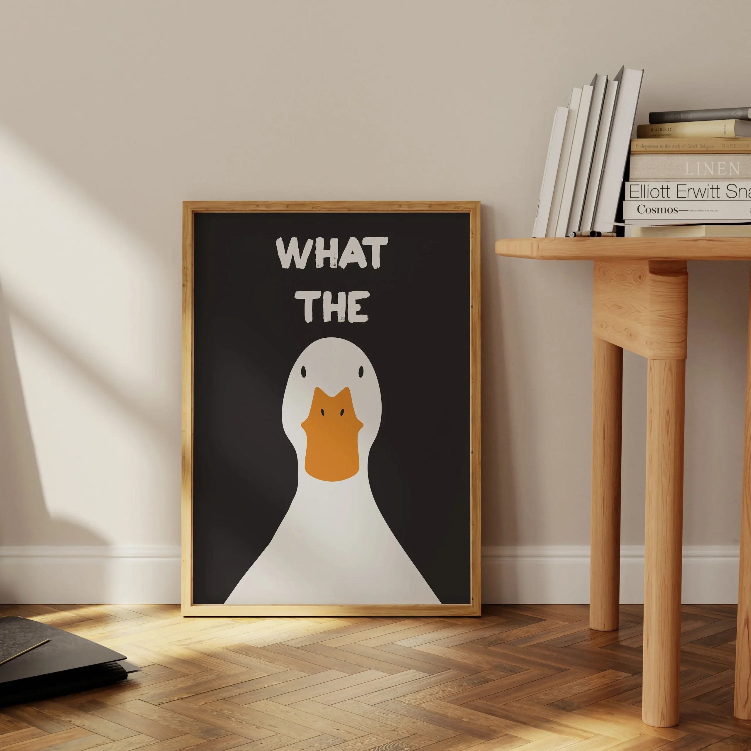 Zabawny plakat z kaczką What the Duck Wzór 3