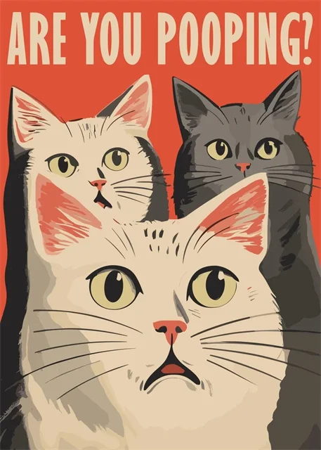 Plakat Zabawne Koty do Łazienki Vintage Biały