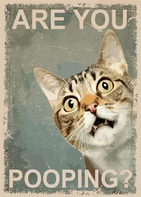 Plakat Zabawne Koty do Łazienki Vintage Granatowy