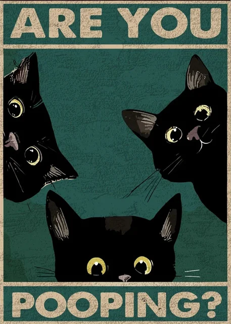 Plakat Zabawne Koty do Łazienki Vintage Zielony