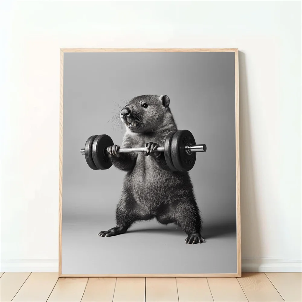 Plakat Zabawne Zwierzęta na Siłowni Fitness Wzór 6