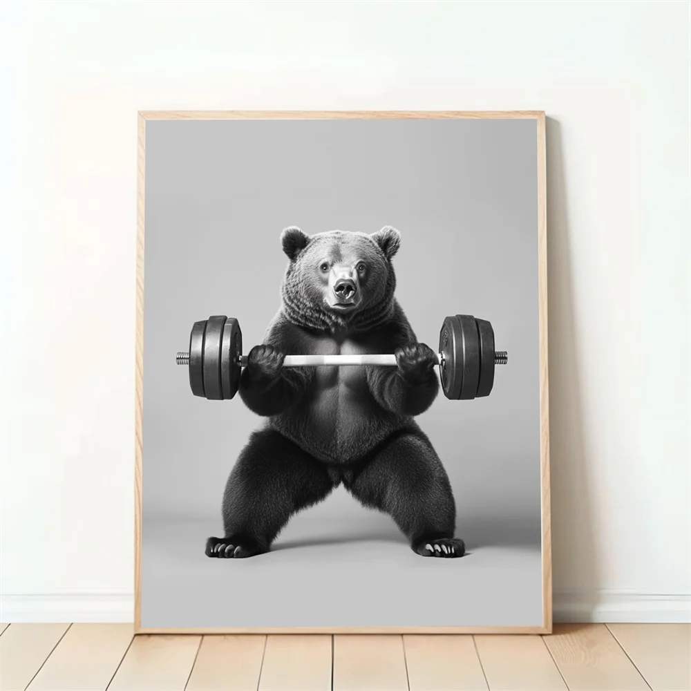 Plakat Zabawne Zwierzęta na Siłowni Fitness Wzór 8